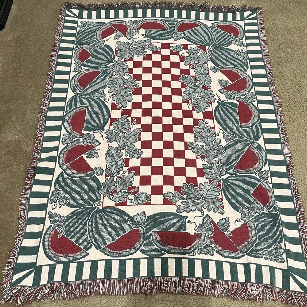 Cottage Core Cozy Red and Green Summer Watermelon Throw